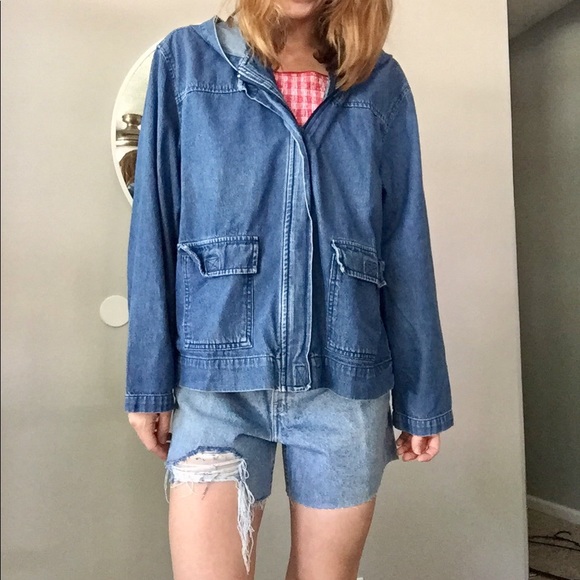 Vintage Jackets & Blazers - Vintage hooded denim jacket